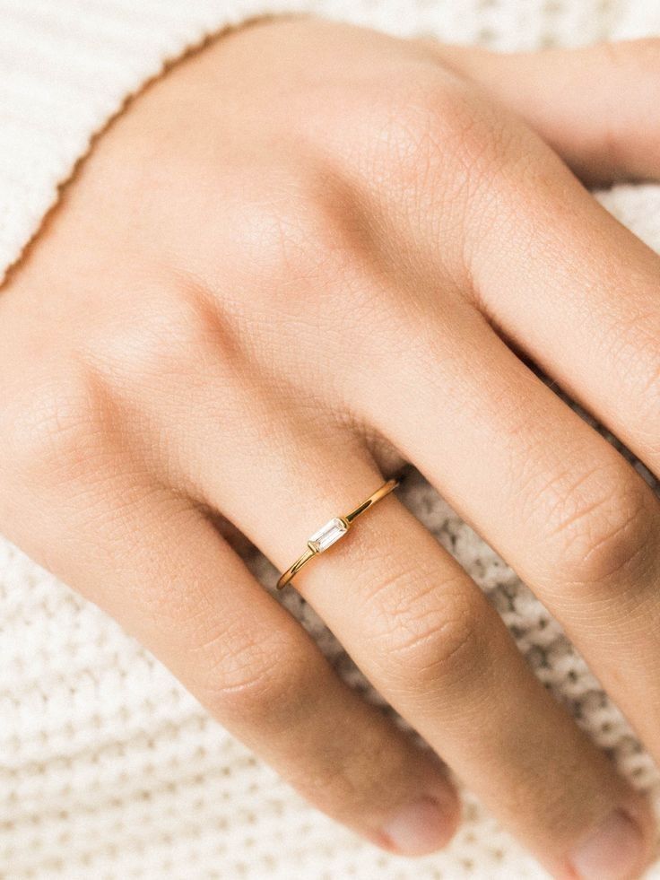 Anillo Solitario Corte Esmeralda - 0,25 ct